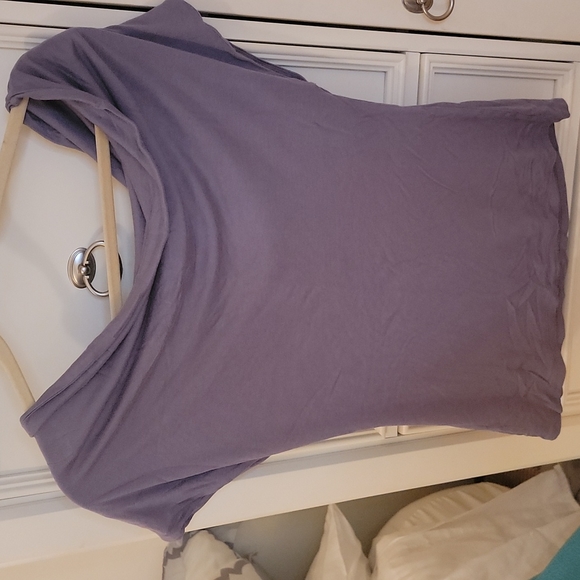 Off shoulder blue/grey Moda international top size small - Picture 3 of 3